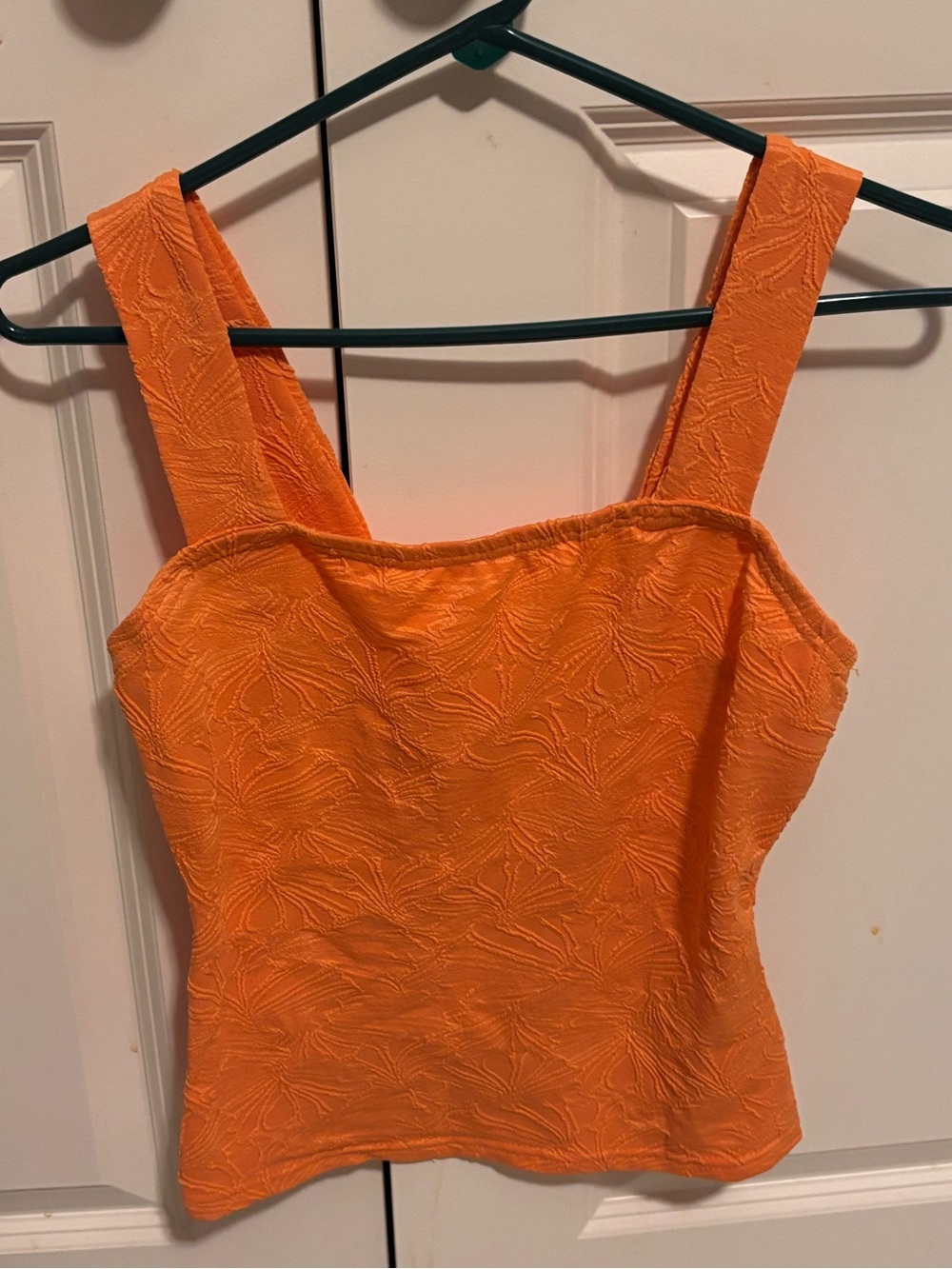 SHEIN Orange Textured Square-Neck Tank